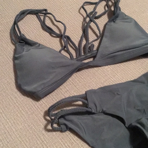 Army Green Strappy Bikini - Picture 4 of 8